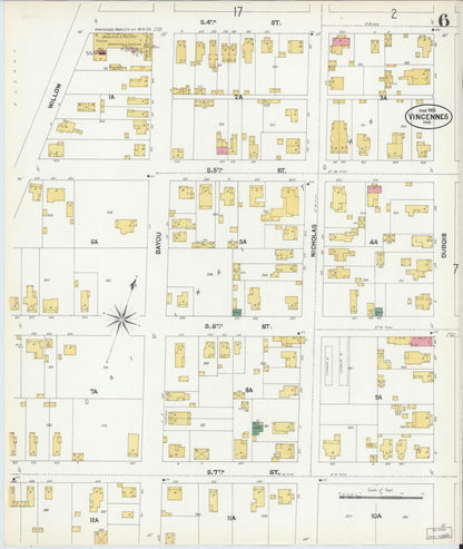 Sanborn Fire Insurance Map from Vincennes, Knox County, Indiana (1902), Sheet #0006 - Complete Map Set gallery image, historic Sanborn map, vintage wall art, Indiana Indiana