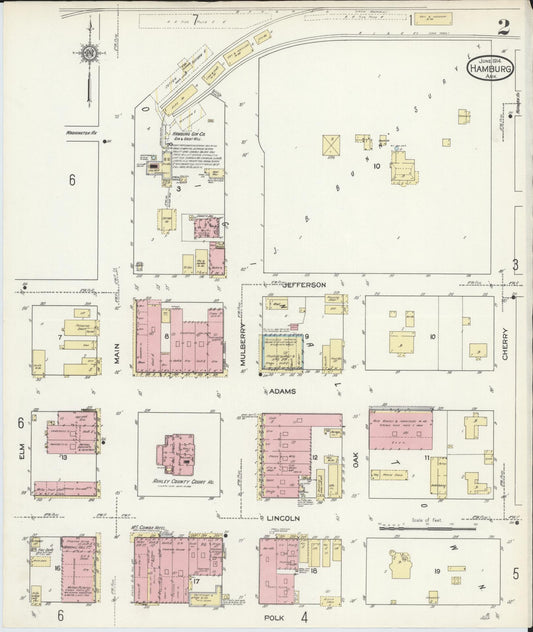 Sanborn Fire Insurance Map from Hamburg, Ashley County, Arkansas (1914), Sheet #0002 - Historic Sanborn Fire Insurance Map Print, vintage old map wall art, antique decor, genealogy gift, Arkansas Arkansas map