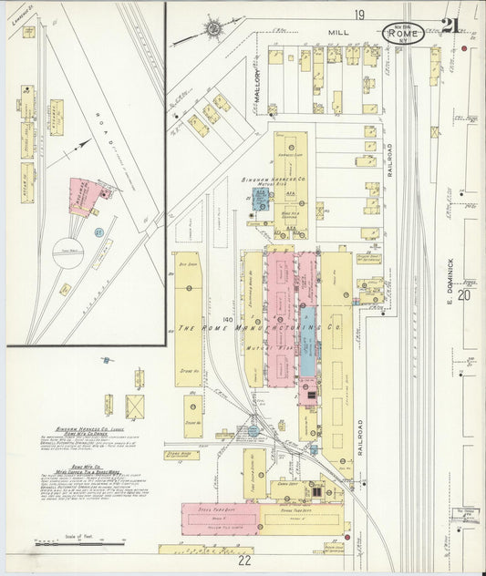Sanborn Fire Insurance Map from Rome, Oneida County, New York (1914), Sheet #0021 - Historic Sanborn Fire Insurance Map Print, vintage old map wall art, antique decor, genealogy gift, New York New York map