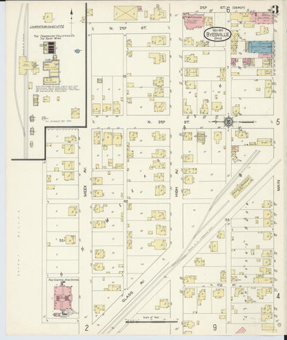 Sanborn Fire Insurance Map from Byesville, Guernsey County, Ohio (1913), Sheet #0003 - Historic Sanborn Fire Insurance Map Print, vintage old map wall art, antique decor, genealogy gift, Ohio Ohio map