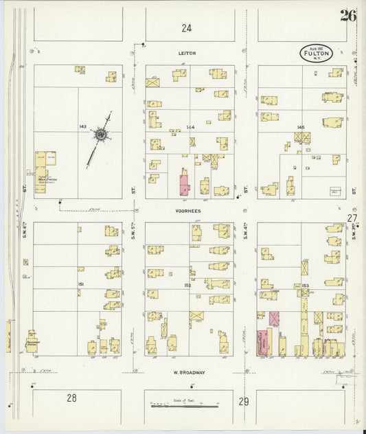 Sanborn Fire Insurance Map from Fulton, Oswego County, New York (1911), Sheet #0026 - Historic Sanborn Fire Insurance Map Print, vintage old map wall art, antique decor, genealogy gift, New York New York map