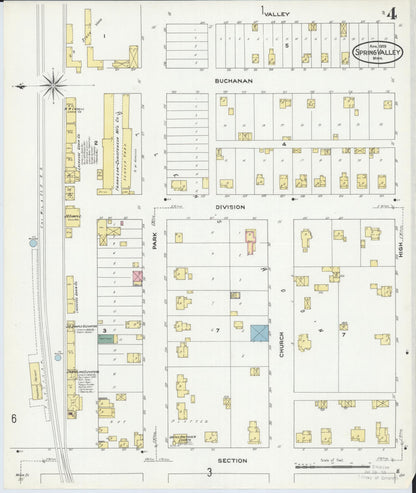 Sanborn Fire Insurance Map from Spring Valley, Fillmore County, Minnesota (1909), Sheet #0004 - Complete Map Set gallery image, historic Sanborn map, vintage wall art, Minnesota Minnesota
