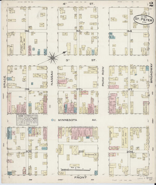 Sanborn Fire Insurance Map from Saint Peter, Nicollet County, Minnesota (1885), Sheet #0002 - Historic Sanborn Fire Insurance Map Print, vintage old map wall art, antique decor, genealogy gift, Minnesota Minnesota map