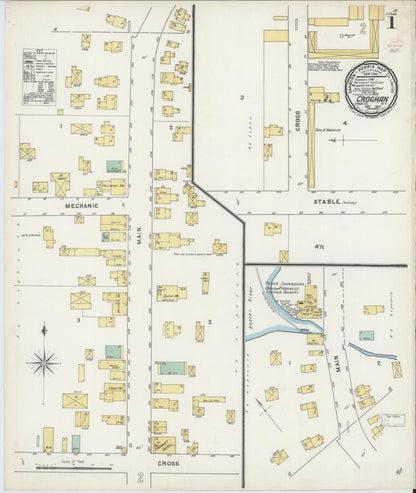 Sanborn Fire Insurance Map from Croghan, Lewis County, New York (1895), Sheet #0001 - Complete Map Set gallery image, historic Sanborn map, vintage wall art, New York New York