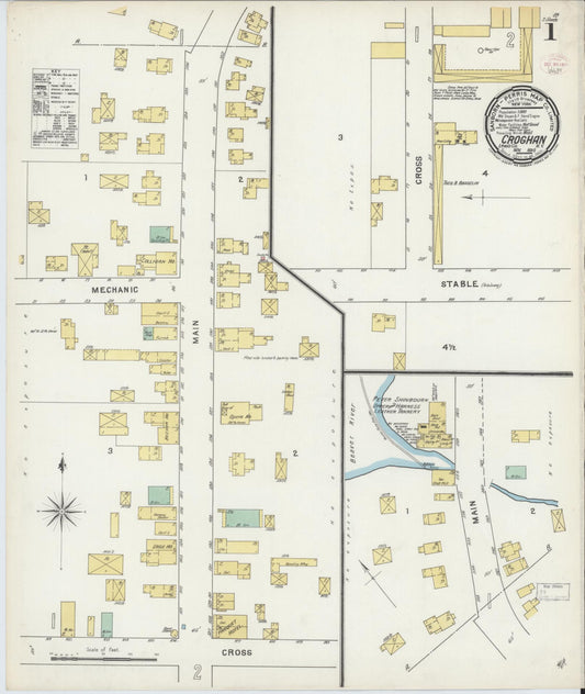 Sanborn Fire Insurance Map from Croghan, Lewis County, New York (1895), Sheet #0001 - Complete Map Set gallery image, historic Sanborn map, vintage wall art, New York New York