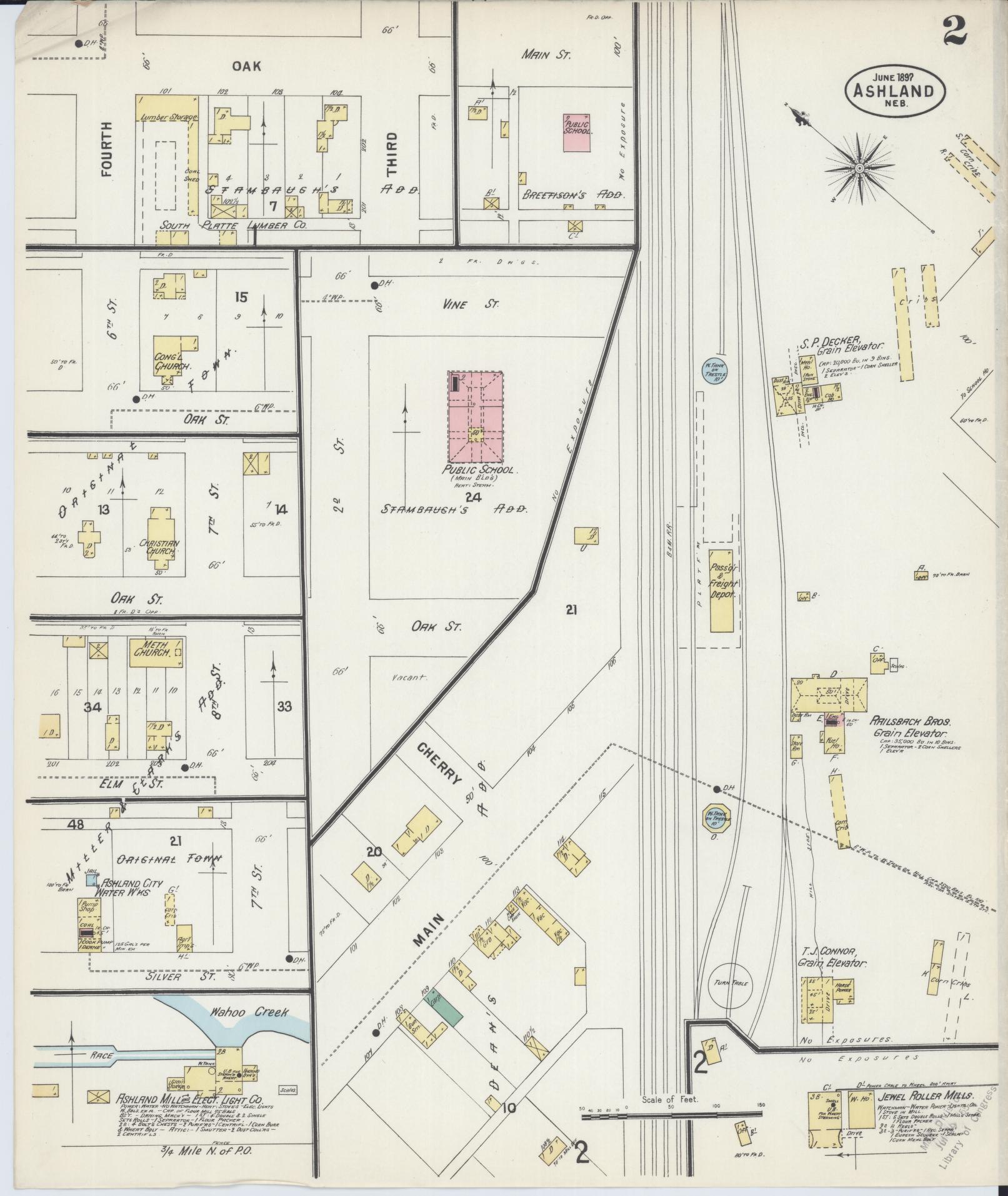 Sanborn Fire Insurance Map from Ashland, Saunders County, Nebraska (1897), Sheet #0002 - Historic Sanborn Fire Insurance Map Print, vintage old map wall art, antique decor, genealogy gift, Nebraska Nebraska map