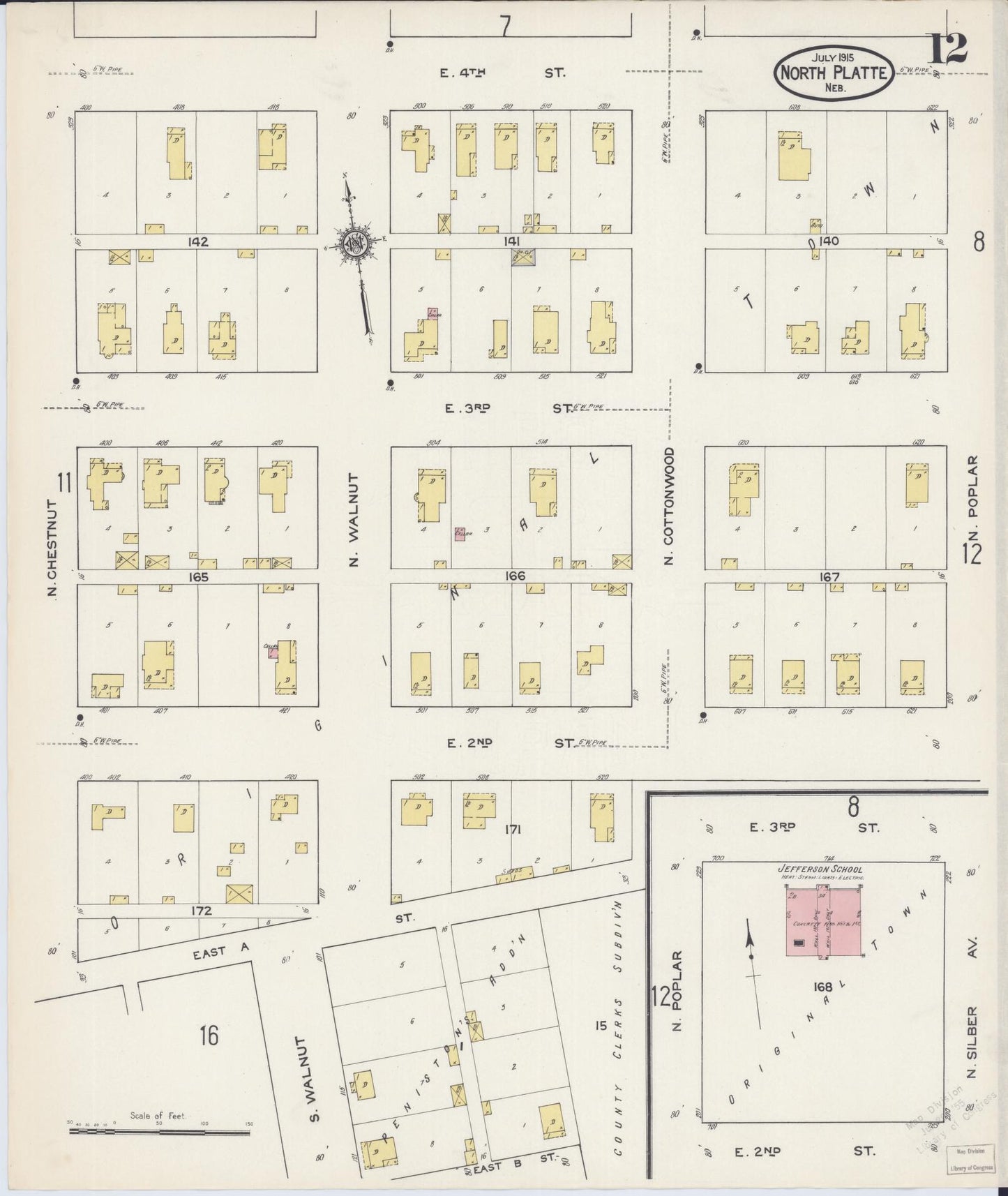 Sanborn Fire Insurance Map from North Platte, Lincoln County, Nebraska (1915), Sheet #0012 - Complete Map Set gallery image, historic Sanborn map, vintage wall art, Nebraska Nebraska