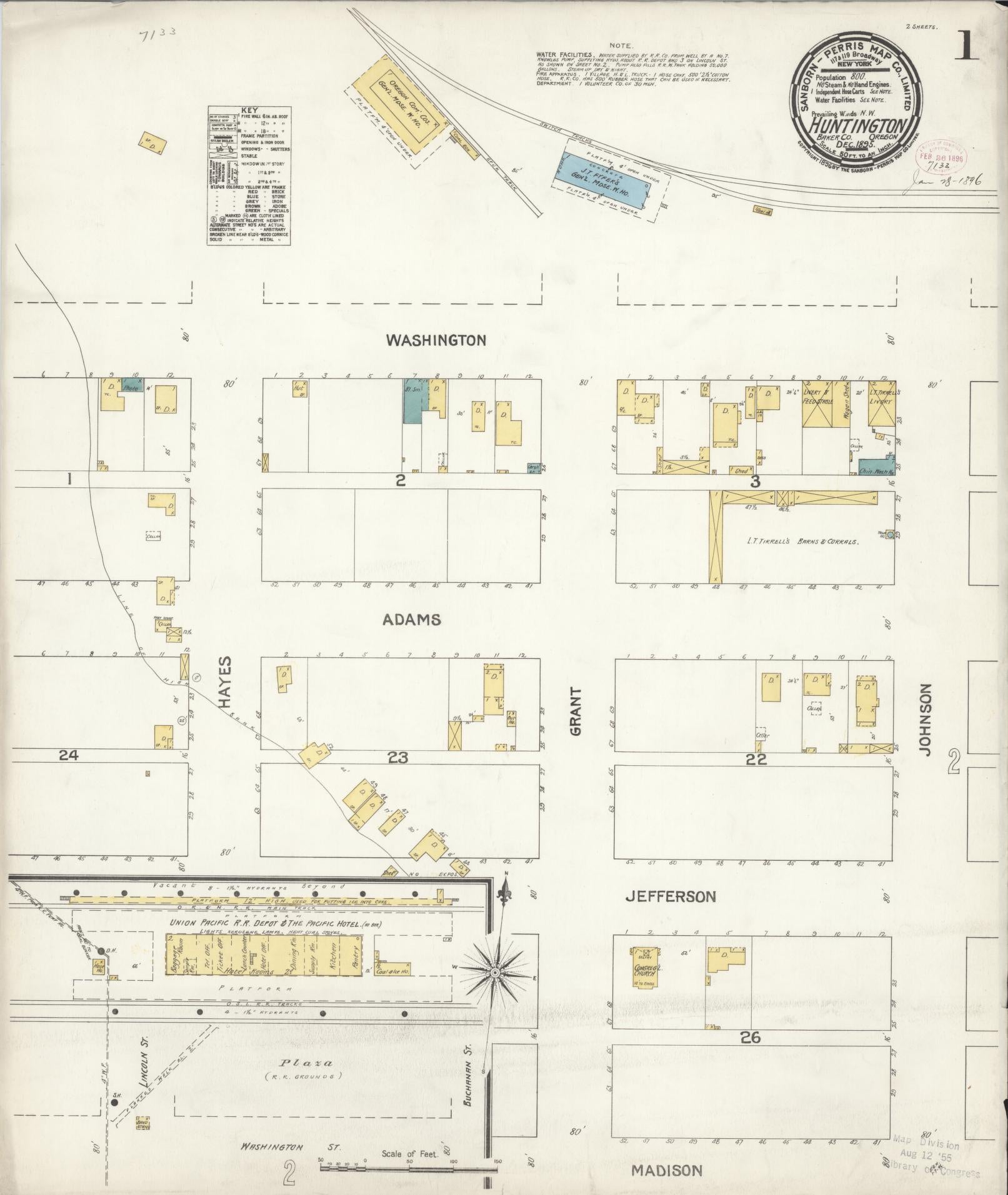 Sanborn Fire Insurance Map from Huntington, Baker County, Oregon (1895), Sheet #0001 - Complete Map Set gallery image, historic Sanborn map, vintage wall art, Oregon Oregon