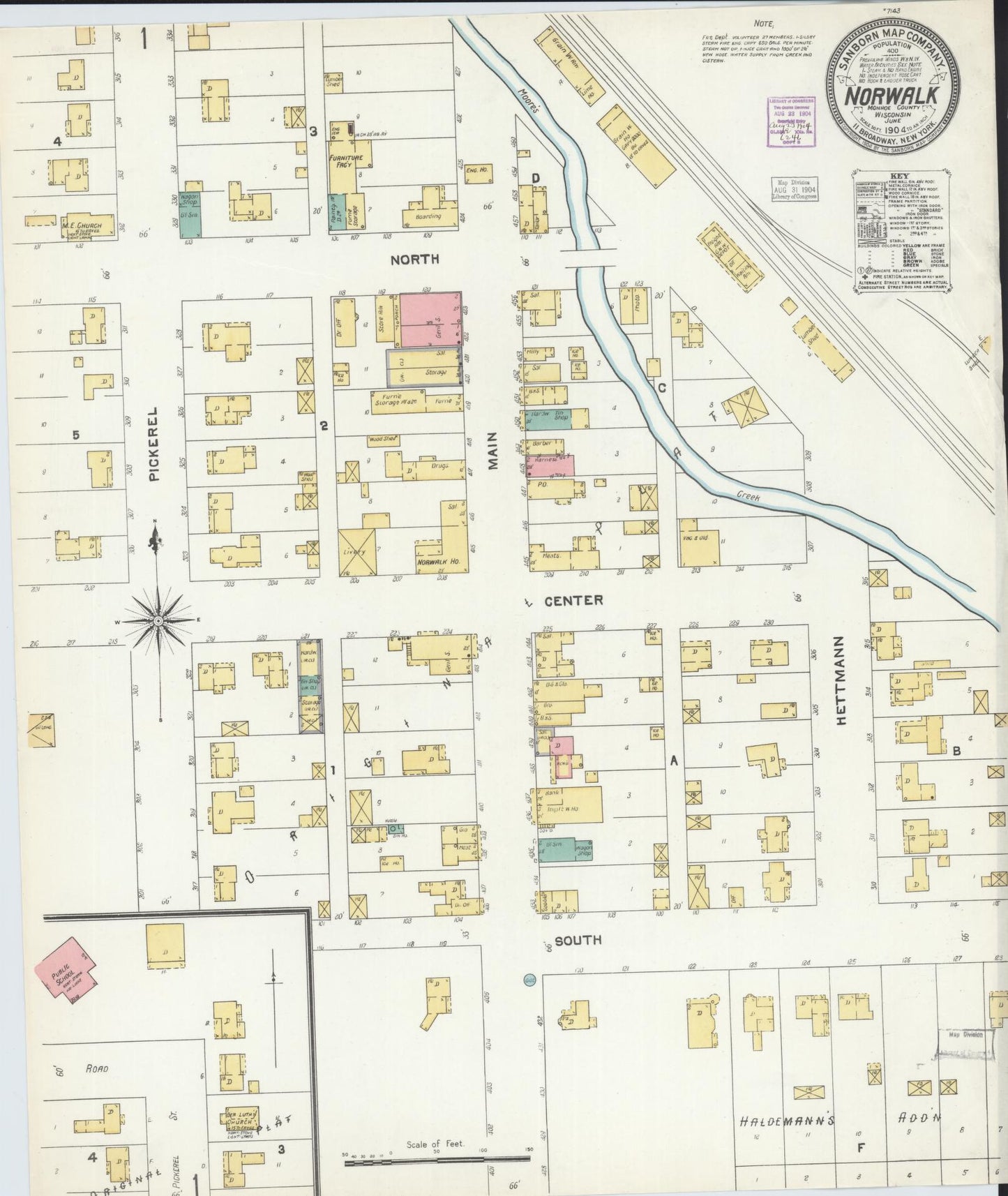 Sanborn Fire Insurance Map from Norwalk, Monroe County, Wisconsin (1904), Sheet #0001 - Historic Sanborn Fire Insurance Map Print, vintage old map wall art, antique decor, genealogy gift, Wisconsin Wisconsin map