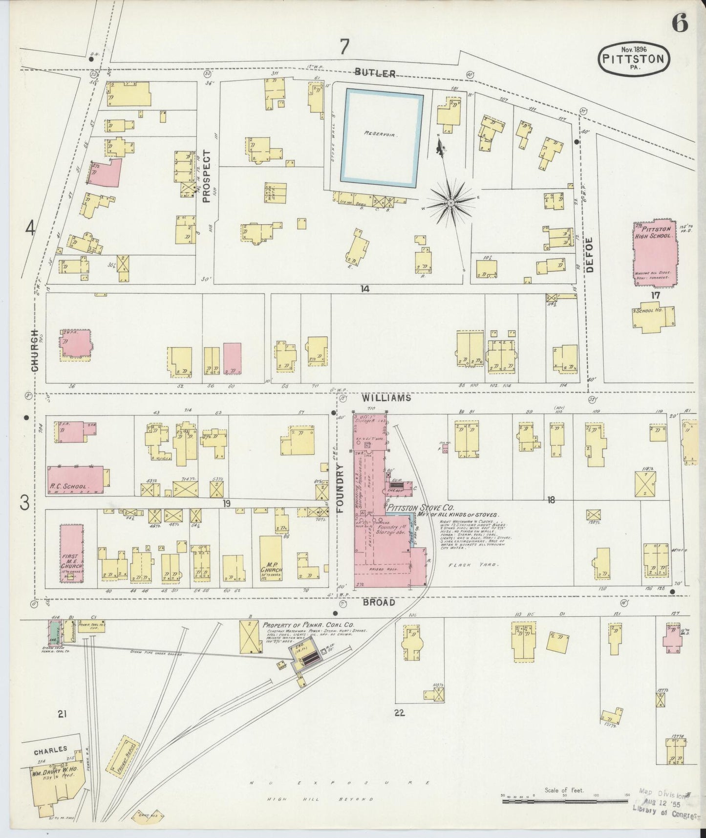 Sanborn Fire Insurance Map from Pittston, Luzerne County, Pennsylvania (1896), Sheet #0006 - Complete Map Set gallery image, historic Sanborn map, vintage wall art, Pennsylvania Pennsylvania