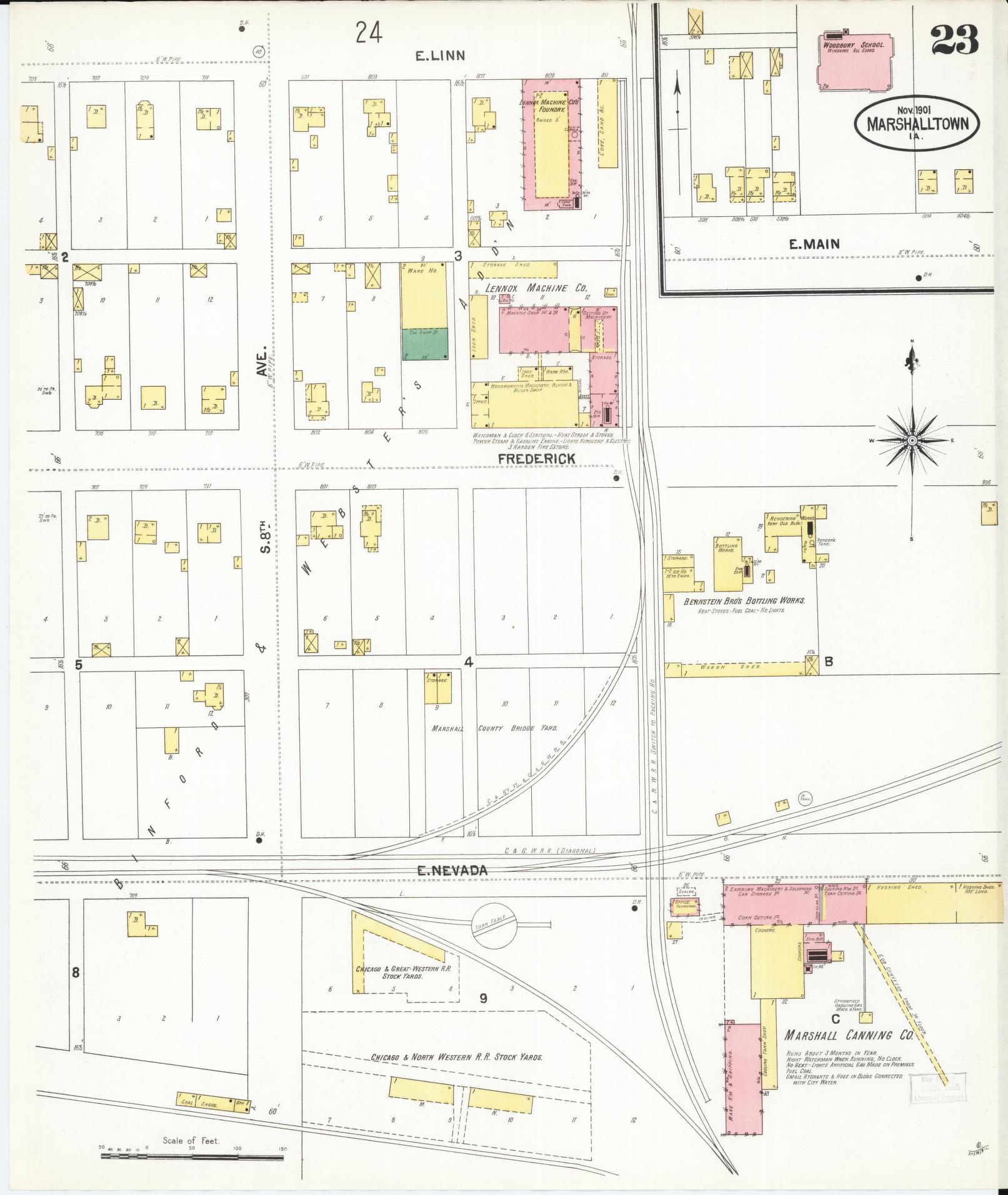 Sanborn Fire Insurance Map from Marshalltown, Marshall County, Iowa (1901), Sheet #0023 - Historic Sanborn Fire Insurance Map Print