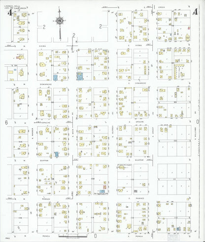 Sanborn Fire Insurance Map from Lindsay, Garvin County, Oklahoma (1951), Sheet #0004 - Complete Map Set gallery image, historic Sanborn map, vintage wall art, Oklahoma Oklahoma