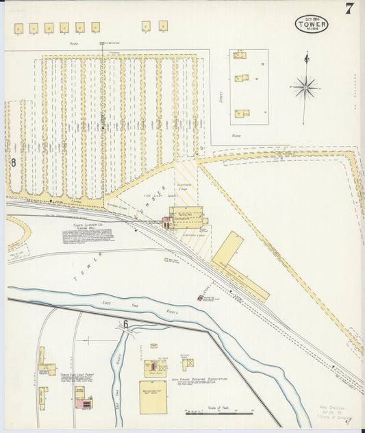 Sanborn Fire Insurance Map from Tower, Saint Louis County, Minnesota (1904), Sheet #0007 - Historic Sanborn Fire Insurance Map Print, vintage old map wall art, antique decor, genealogy gift, Minnesota Minnesota map