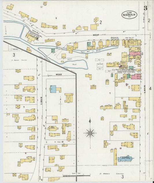 Sanborn Fire Insurance Map from New Berlin, Chenango County, New York (1899), Sheet #0003 - Historic Sanborn Fire Insurance Map Print, vintage old map wall art, antique decor, genealogy gift, New York New York map
