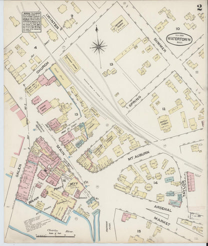 Sanborn Fire Insurance Map from Watertown, Middlesex County, Massachusetts (1884), Sheet #0002 - Complete Map Set gallery image, historic Sanborn map, vintage wall art, Massachusetts Massachusetts