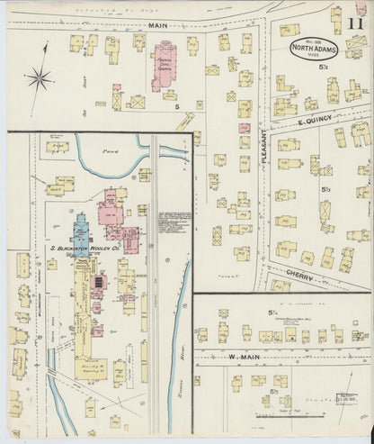 Sanborn Fire Insurance Map from North Adams, Berkshire County, Massachusetts (1888), Sheet #0011 - Historic Sanborn Fire Insurance Map Print, vintage old map wall art, antique decor, genealogy gift, Massachusetts Massachusetts map