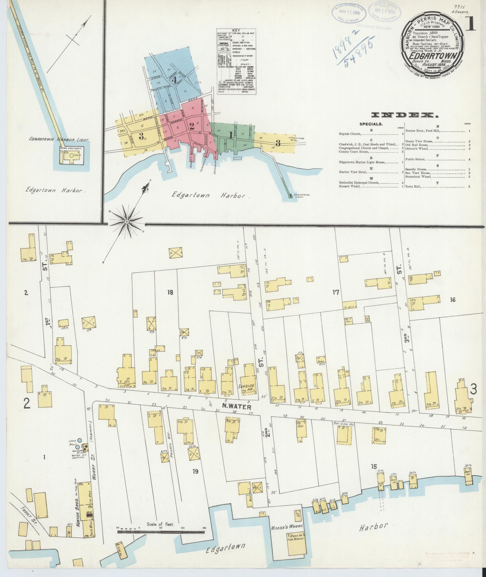 Sanborn Fire Insurance Map from Edgartown, Dukes County, Massachusetts. (1898) – Historic Sanborn Fire Insurance Map Print