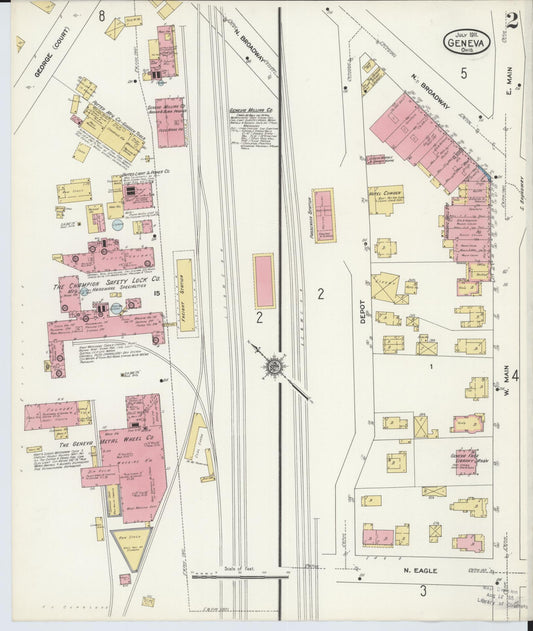 Sanborn Fire Insurance Map from Geneva, Ashtabula County, Ohio (1911), Sheet #0002 - Historic Sanborn Fire Insurance Map Print, vintage old map wall art, antique decor, genealogy gift, Ohio Ohio map
