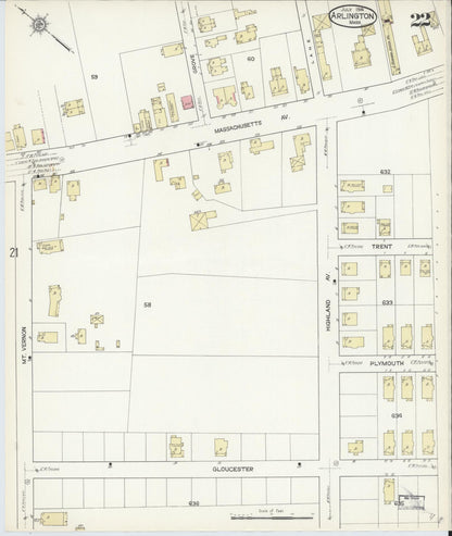 Sanborn Fire Insurance Map from Arlington, Middlesex County, Massachusetts (1914), Sheet #0022 - Complete Map Set gallery image, historic Sanborn map, vintage wall art, Massachusetts Massachusetts