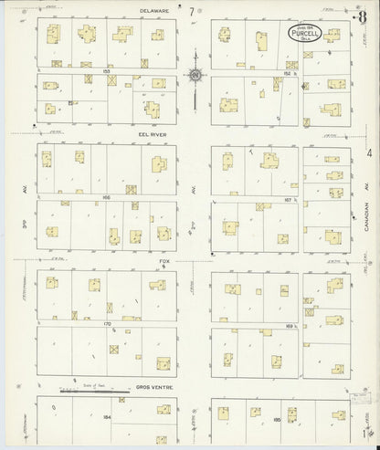 Sanborn Fire Insurance Map from Purcell, McClain County, Oklahoma (1914), Sheet #0008 - Complete Map Set gallery image, historic Sanborn map, vintage wall art, Oklahoma Oklahoma