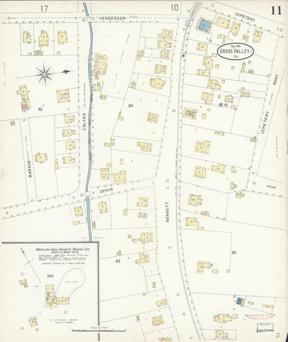 Sanborn Fire Insurance Map from Grass Valley, Nevada County, California (1898), Sheet #0011 - Complete Map Set gallery image, historic Sanborn map, vintage wall art, California California