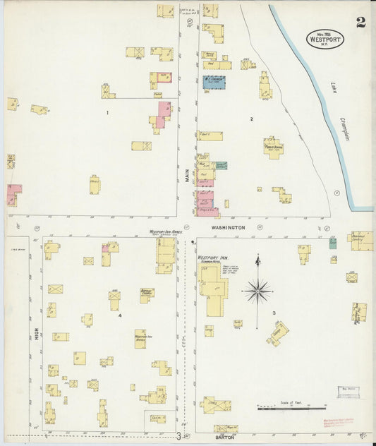 Sanborn Fire Insurance Map from Westport, Essex County, New York (1906), Sheet #0002 - Historic Sanborn Fire Insurance Map Print, vintage old map wall art, antique decor, genealogy gift, New York New York map