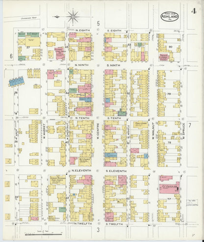 Sanborn Fire Insurance Map from Ashland, Schuylkill County, Pennsylvania (1908), Sheet #0004 - Complete Map Set gallery image, historic Sanborn map, vintage wall art, Pennsylvania Pennsylvania