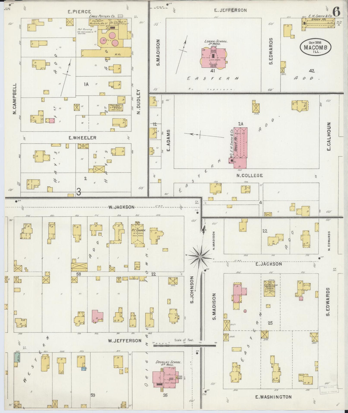 Sanborn Fire Insurance Map from Macomb, Mcdonough County, Illinois (1898), Sheet #0006 - Complete Map Set gallery image, historic Sanborn map, vintage wall art, Illinois Illinois