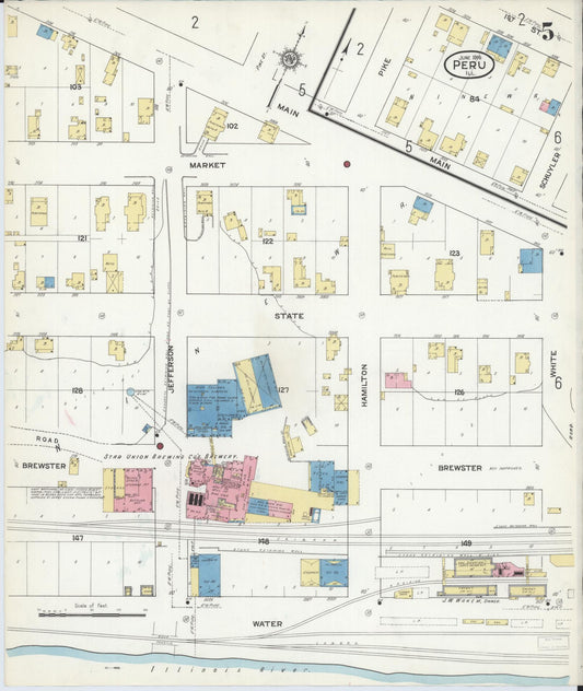 Sanborn Fire Insurance Map from Peru, La Salle County, Illinois (1916), Sheet #0005 - Historic Sanborn Fire Insurance Map Print, vintage old map wall art, antique decor, genealogy gift, Illinois Illinois map