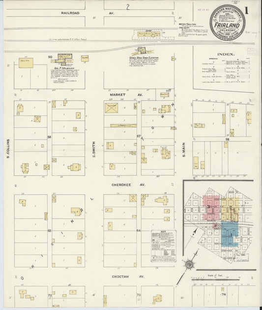 Sanborn Fire Insurance Map from Fairland, Ottawa County, Oklahoma (1910), Sheet #0001 - Historic Sanborn Fire Insurance Map Print, vintage old map wall art, antique decor, genealogy gift, Oklahoma Oklahoma map
