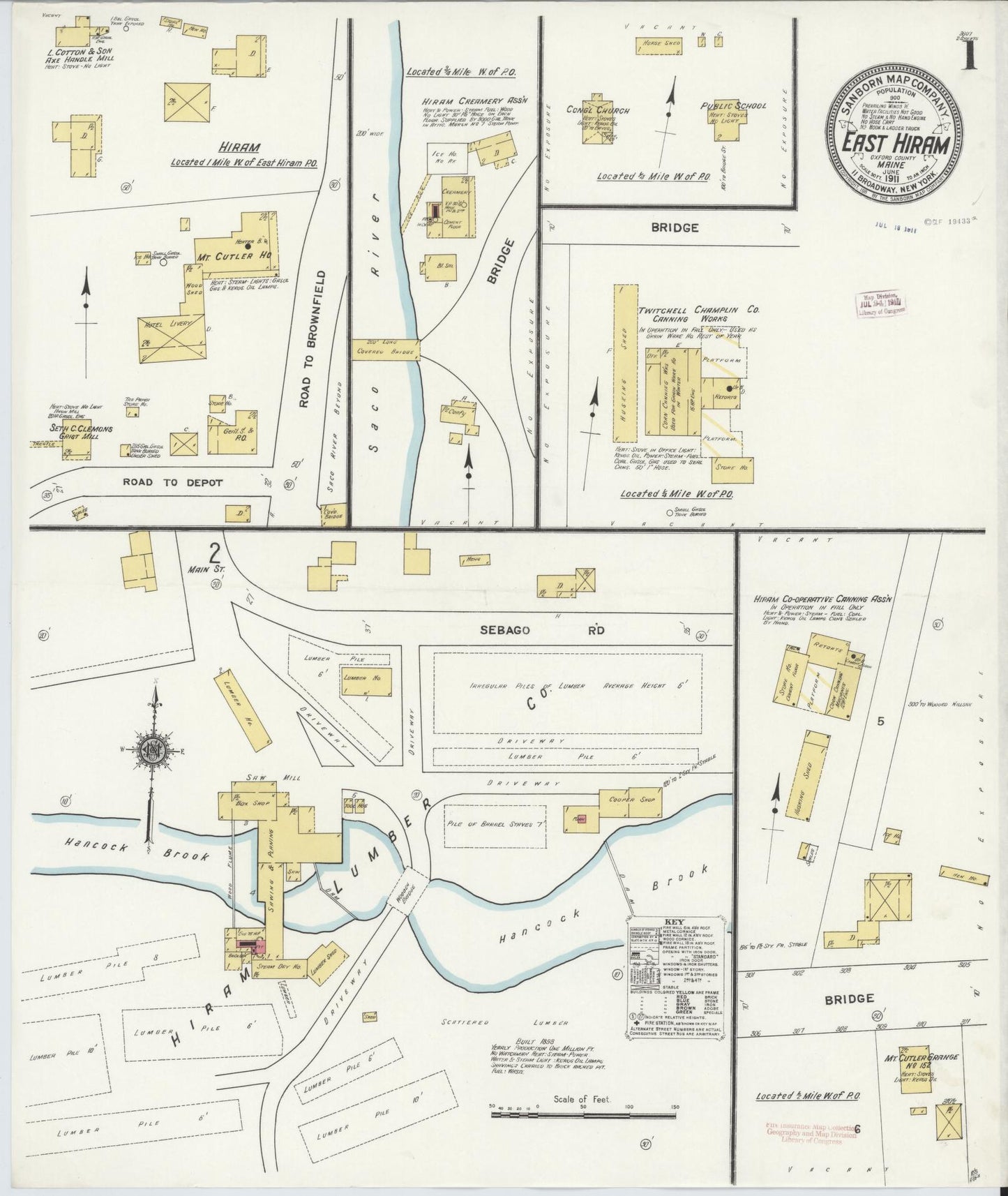 Sanborn Fire Insurance Map from East Hiram, Oxford County, Maine. (1911) – Historic Sanborn Fire Insurance Map Print
