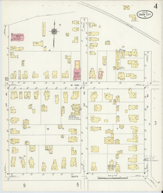 Sanborn Fire Insurance Map from Union City, Erie County, Pennsylvania (1911), Sheet #0004 - Historic Sanborn Fire Insurance Map Print, vintage old map wall art, antique decor, genealogy gift, Pennsylvania Pennsylvania map
