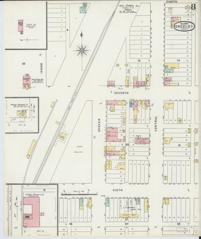 Sanborn Fire Insurance Map from Greeley, Weld County, Colorado (1895), Sheet #0008 - Complete Map Set gallery image, historic Sanborn map, vintage wall art, Colorado Colorado