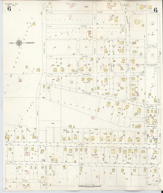 Sanborn Fire Insurance Map from Rockwall, Rockwall County, Texas (1945), Sheet #0006 - Historic Sanborn Fire Insurance Map Print, vintage old map wall art, antique decor, genealogy gift, Texas Texas map