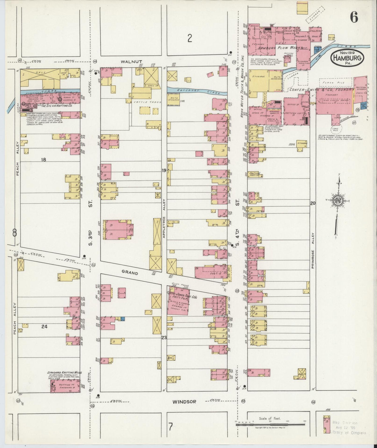 Sanborn Fire Insurance Map from Hamburg, Berks County, Pennsylvania (1919), Sheet #0006 - Complete Map Set gallery image, historic Sanborn map, vintage wall art, Pennsylvania Pennsylvania