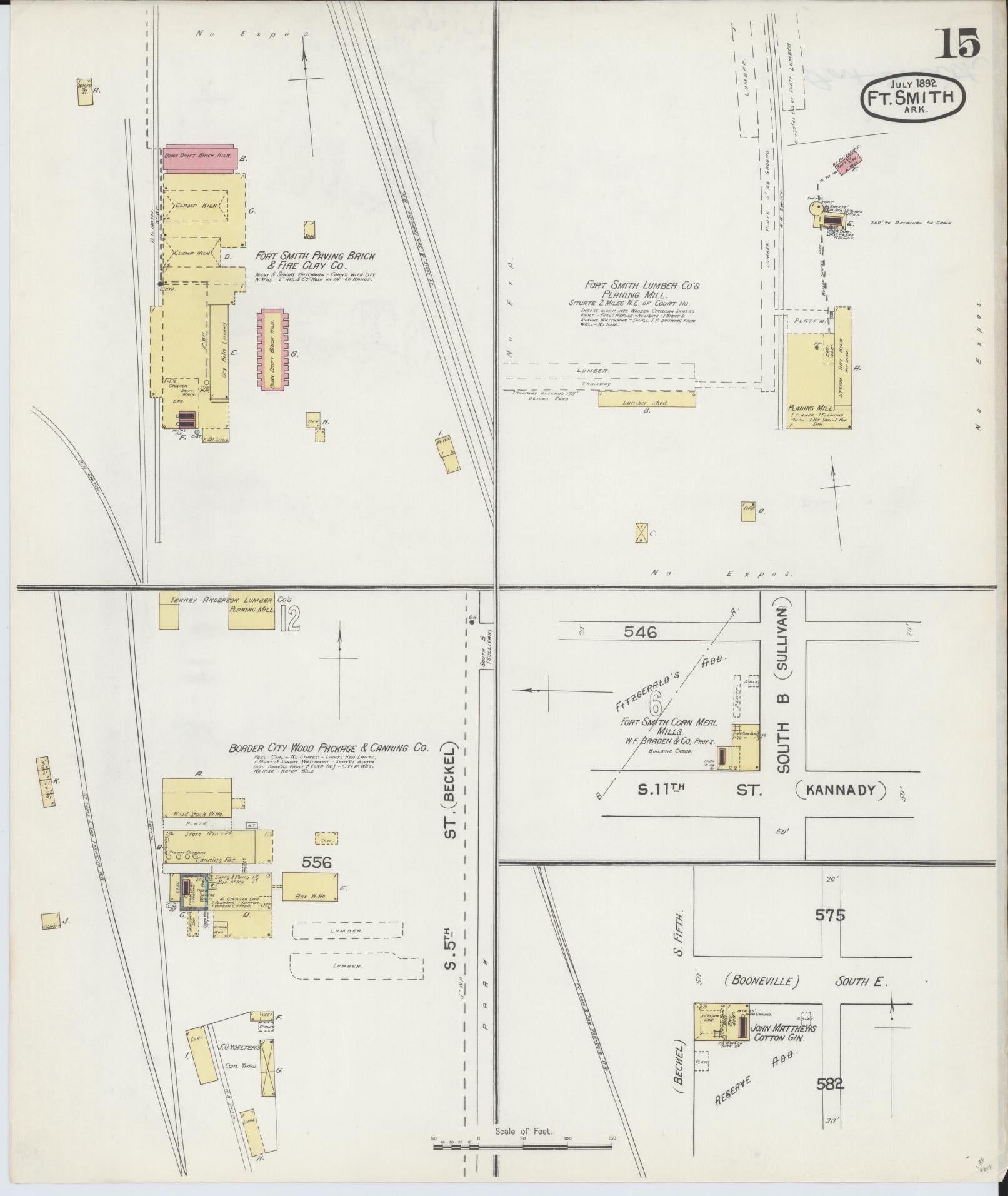 Sanborn Fire Insurance Map from Fort Smith, Sebastian County, Arkansas (1892), Sheet #0015 - Complete Map Set gallery image, historic Sanborn map, vintage wall art, Arkansas Arkansas