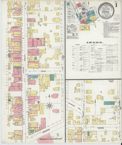 Sanborn Fire Insurance Map from Kane, McKean County, Pennsylvania (1904), Sheet #0001 - Complete Map Set gallery image, historic Sanborn map, vintage wall art, Pennsylvania Pennsylvania