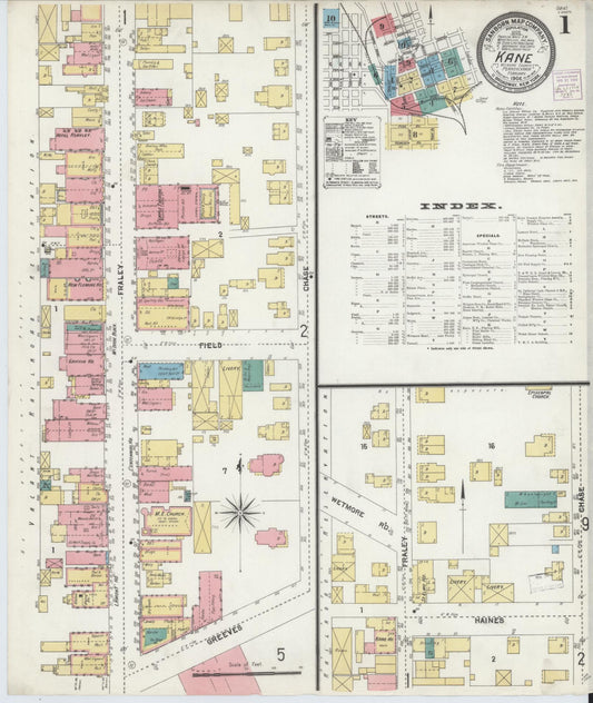 Sanborn Fire Insurance Map from Kane, McKean County, Pennsylvania (1904), Sheet #0001 - Complete Map Set gallery image, historic Sanborn map, vintage wall art, Pennsylvania Pennsylvania