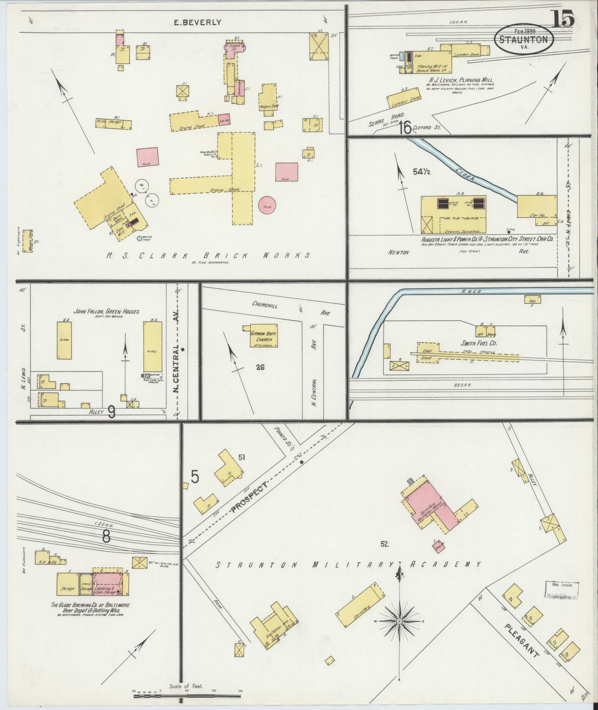 Sanborn Fire Insurance Map from Staunton, Independent Cities, Virginia (1899), Sheet #0015 - Complete Map Set gallery image, historic Sanborn map, vintage wall art, Virginia Virginia