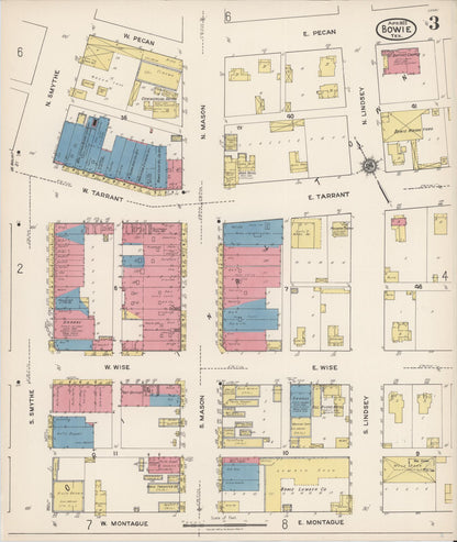 Sanborn Fire Insurance Map from Bowie, Montague County, Texas (1922), Sheet #0003 - Complete Map Set gallery image, historic Sanborn map, vintage wall art, Texas Texas