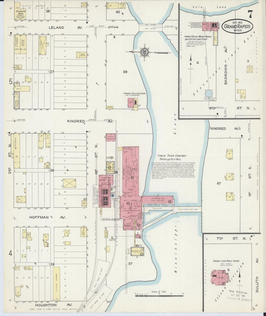 Sanborn Fire Insurance Map from Grand Rapids, Itasca County, Minnesota (1913), Sheet #0007 - Historic Sanborn Fire Insurance Map Print, vintage old map wall art, antique decor, genealogy gift, Minnesota Minnesota map