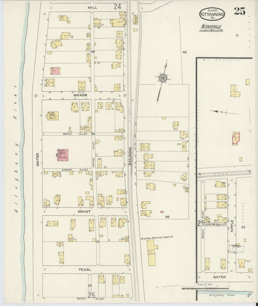 Sanborn Fire Insurance Map from Kittanning, Armstrong County, Pennsylvania (1913), Sheet #0025 - Historic Sanborn Fire Insurance Map Print, vintage old map wall art, antique decor, genealogy gift, Pennsylvania Pennsylvania map