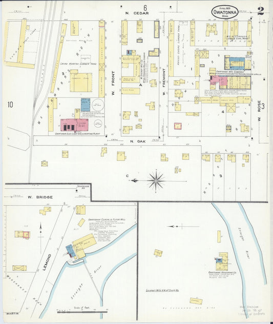 Sanborn Fire Insurance Map from Owatonna, Steele County, Minnesota (1909), Sheet #0002 - Historic Sanborn Fire Insurance Map Print, vintage old map wall art, antique decor, genealogy gift, Minnesota Minnesota map