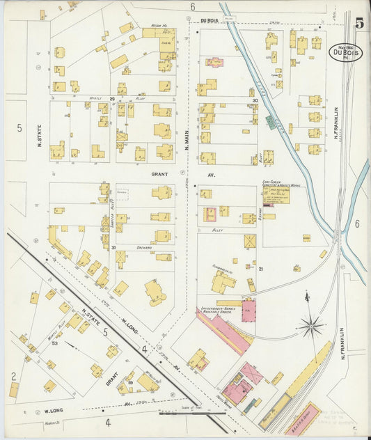 Sanborn Fire Insurance Map from Du Bois, Clearfield County, Pennsylvania (1906), Sheet #0005 - Historic Sanborn Fire Insurance Map Print, vintage old map wall art, antique decor, genealogy gift, Pennsylvania Pennsylvania map