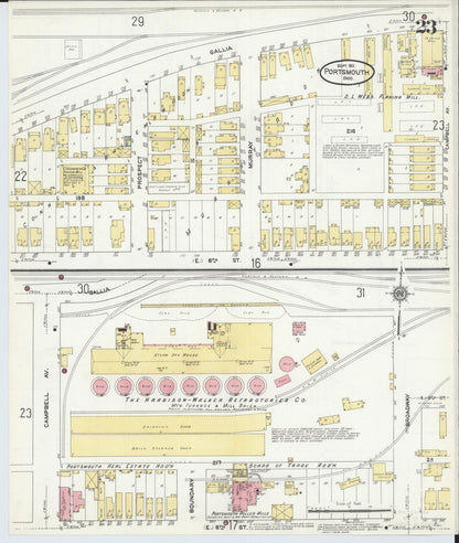 Sanborn Fire Insurance Map from Portsmouth, Scioto County, Ohio (1911), Sheet #0023 - Complete Map Set gallery image, historic Sanborn map, vintage wall art, Ohio Ohio