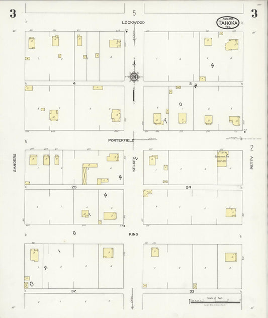 Sanborn Fire Insurance Map from Tahoka, Lynn County, Texas (1925), Sheet #0003 - Historic Sanborn Fire Insurance Map Print, vintage old map wall art, antique decor, genealogy gift, Texas Texas map