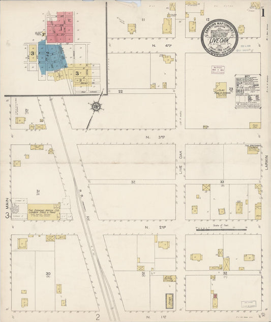 Sanborn Fire Insurance Map from Live Oak, Sutter County, California (1914), Sheet #0001 - Historic Sanborn Fire Insurance Map Print, vintage old map wall art, antique decor, genealogy gift, California California map
