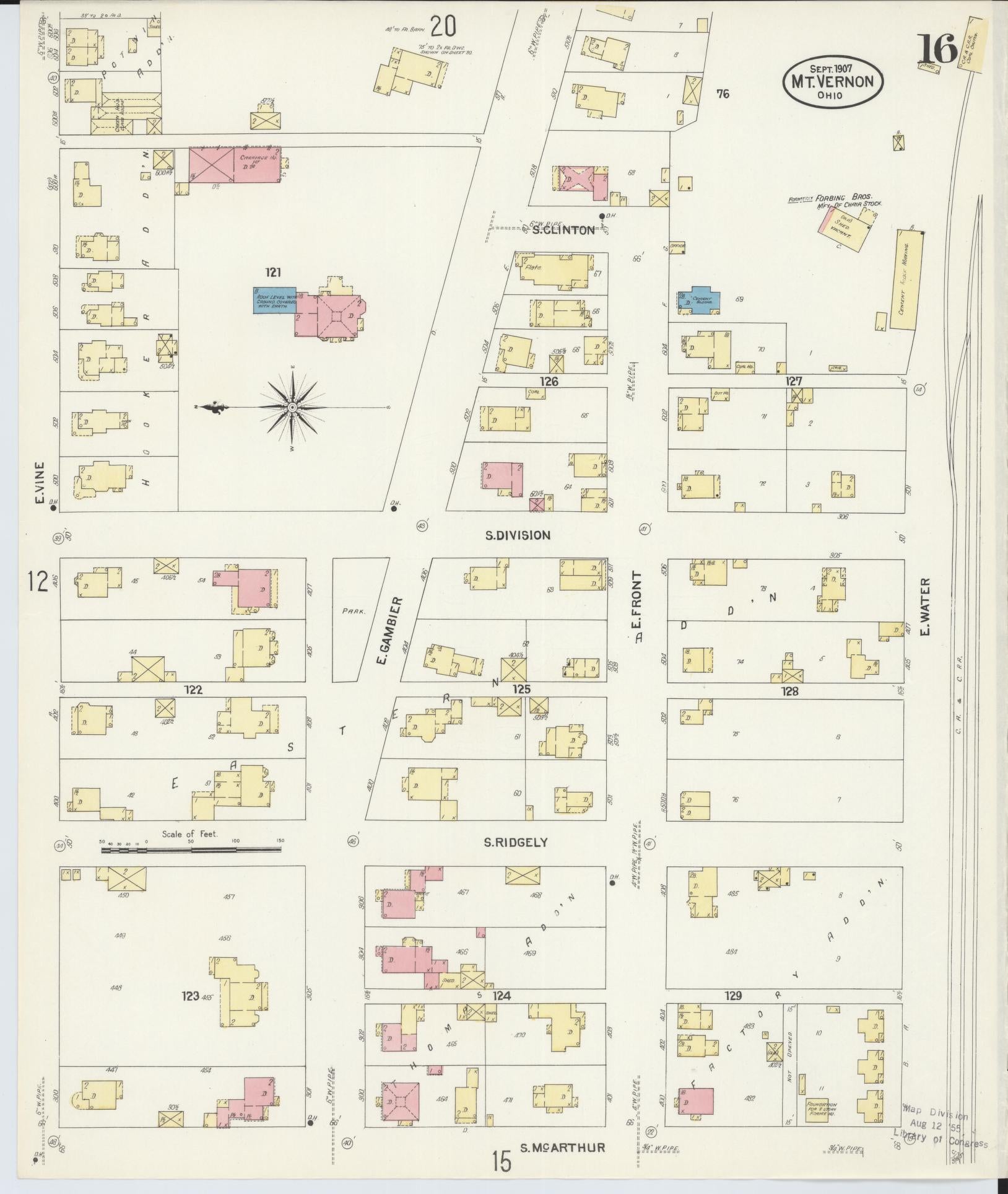 Sanborn Fire Insurance Map from Mount Vernon, Knox County, Ohio (1907), Sheet #0016 - Historic Sanborn Fire Insurance Map Print, vintage old map wall art, antique decor, genealogy gift, Ohio Ohio map