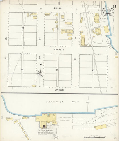 Sanborn Fire Insurance Map from Everett, Snohomish County, Washington (1893), Sheet #0008 - Complete Map Set gallery image, historic Sanborn map, vintage wall art, Washington Washington