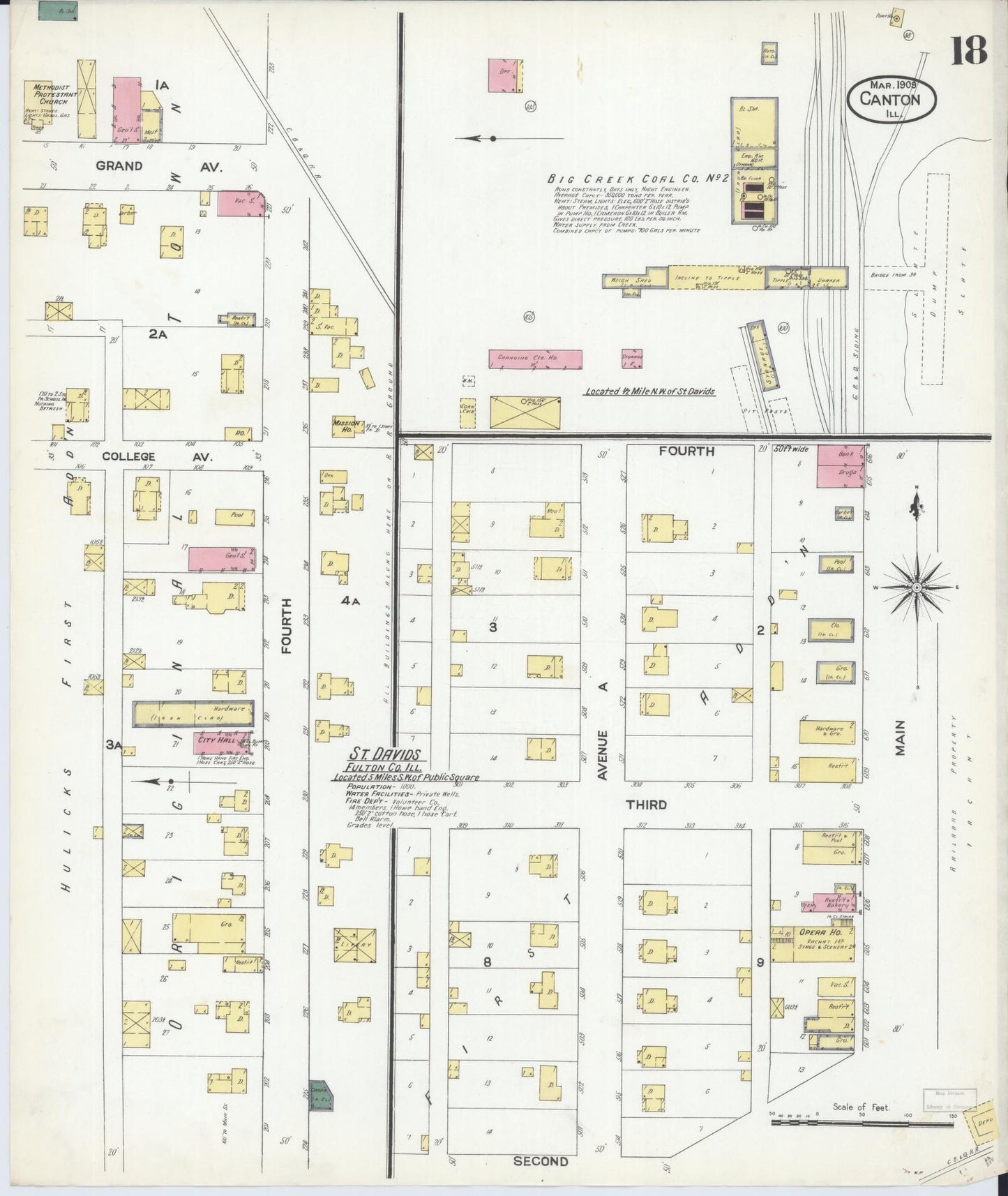 Sanborn Fire Insurance Map from Canton, Fulton County, Illinois (1909), Sheet #0018 - Complete Map Set gallery image, historic Sanborn map, vintage wall art, Illinois Illinois